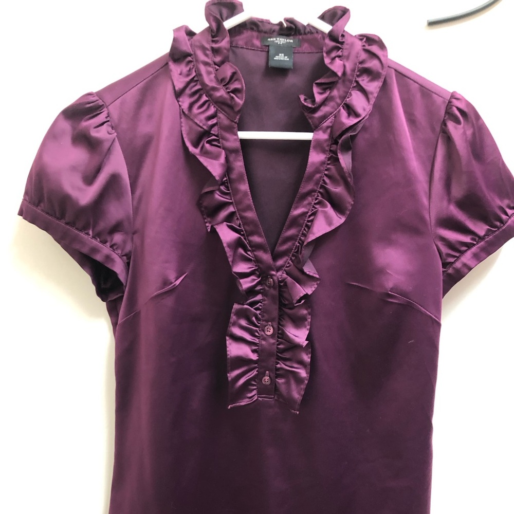 Ann Taylor Purple Ruffle Blouse
